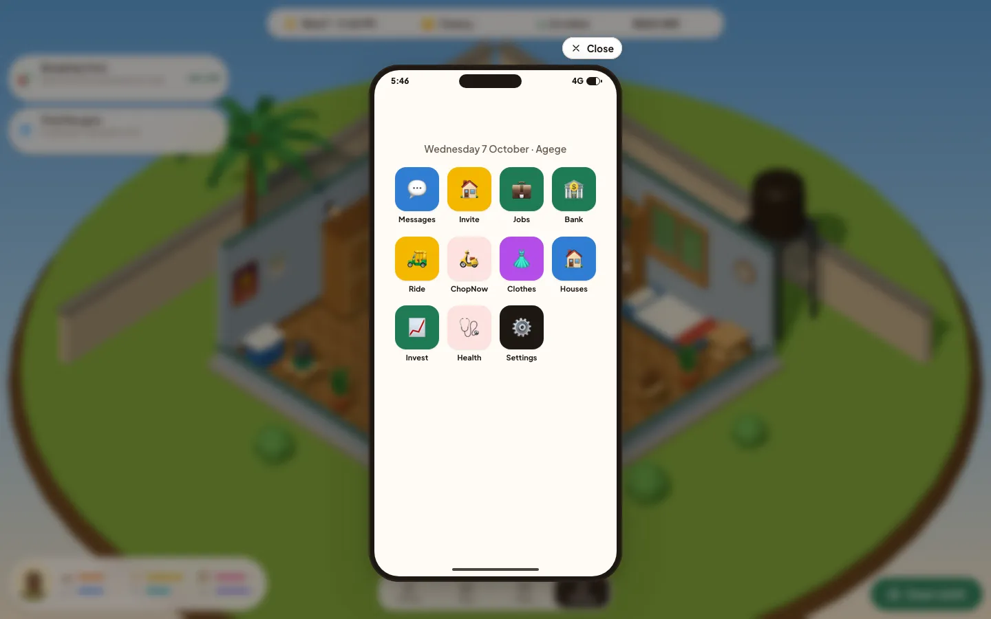 The phone's home screen with its grid of apps.